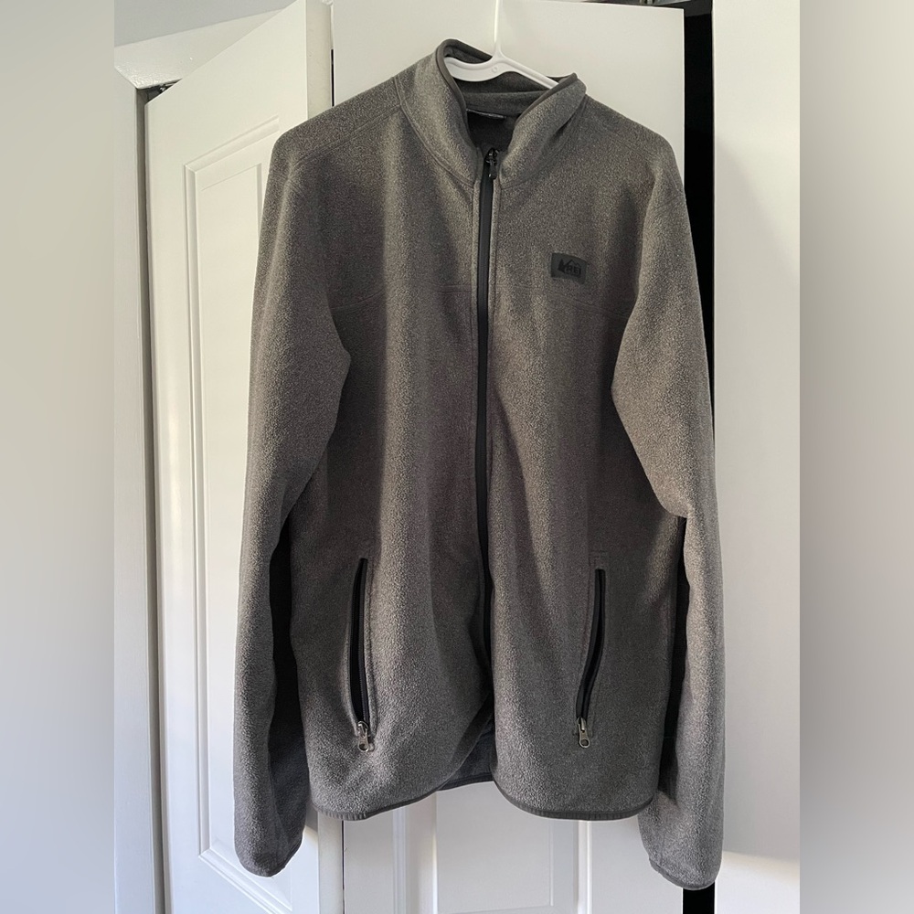 Men's Gray REI Co-op Zip-Up Fleece Large